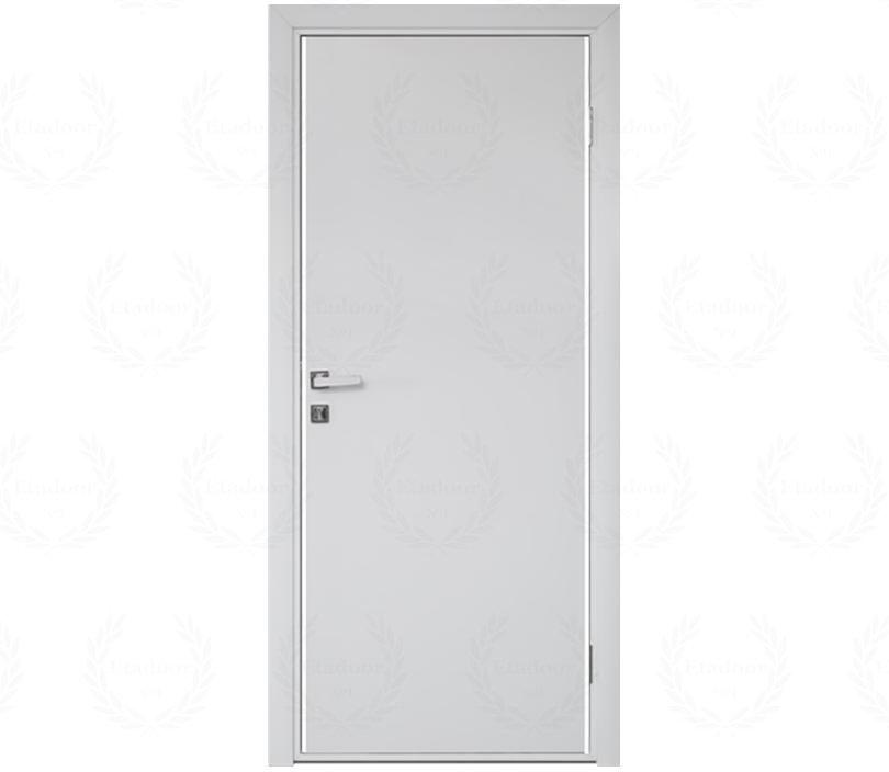 Влагостойкая дверь ПВХ EtaDoor глухая белая одностворчатая с алюминиевой кромкой