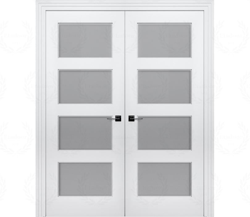 Двухстворчатая дверь Римини ДО4 со стеклом белая