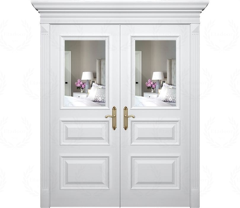 Двухстворчатая дверь Палермо ДГ3 с зеркалом белая