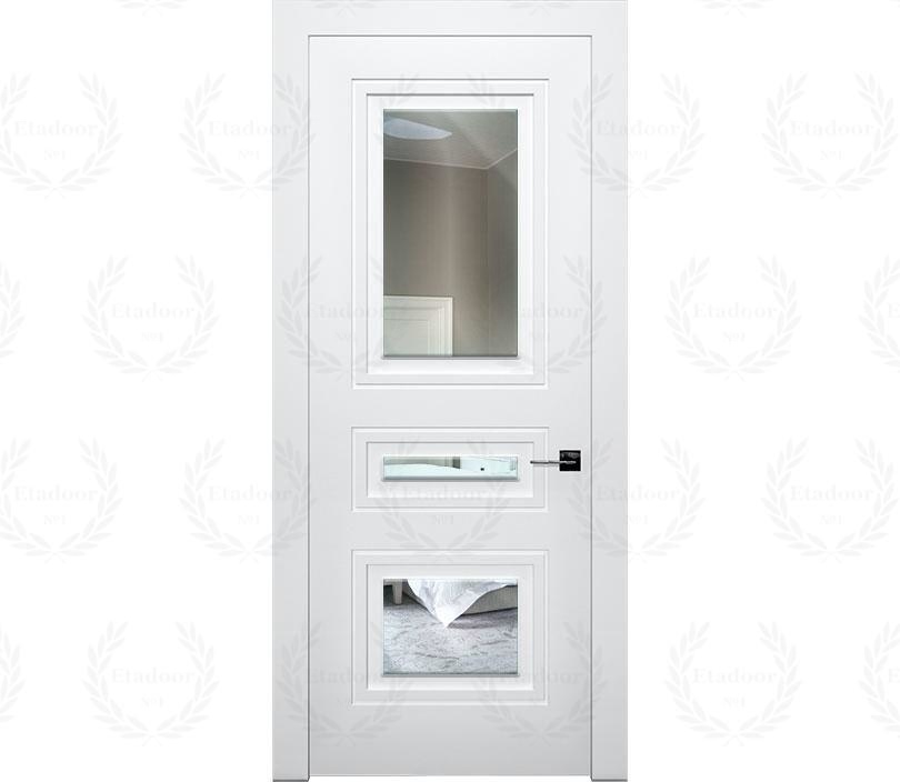 Дверь межкомнатная с зеркалом Гранада ДГ3 в эмали белая