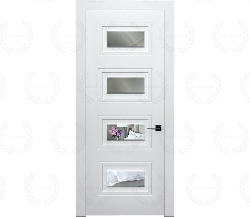 Дверь межкомнатная с зеркалом Гранада ДГ4 в эмали белая