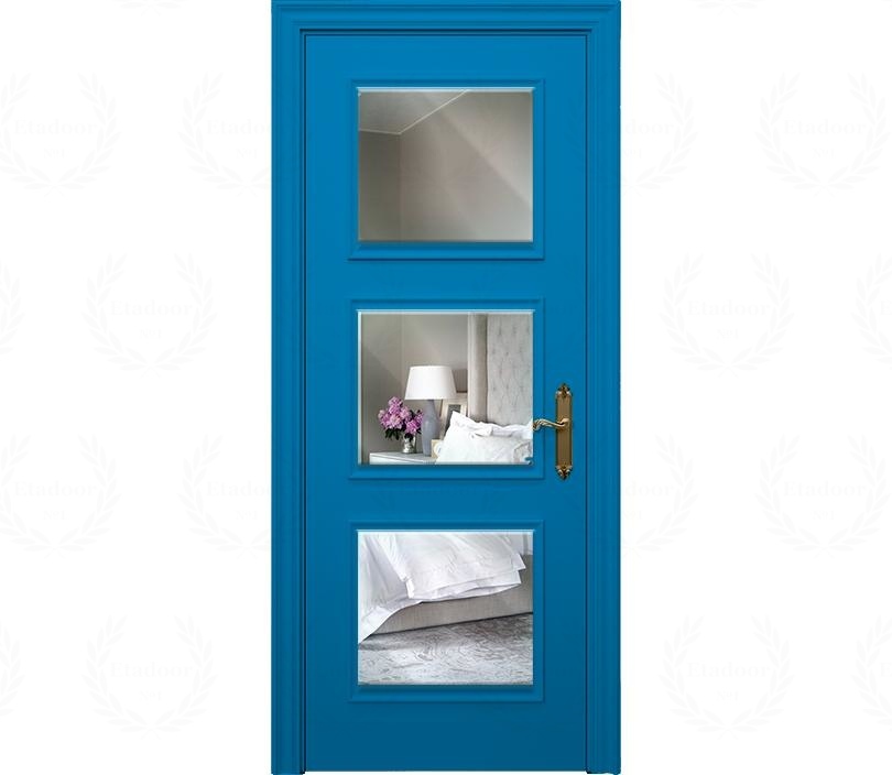 Дверь межкомнатная с зеркалом Каталина ДО6 голубая