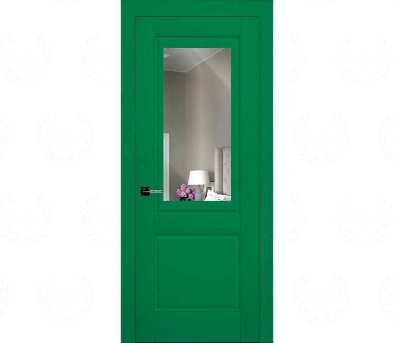 Дверь межкомнатная с зеркалом Лондон ДГ2 зеленая
