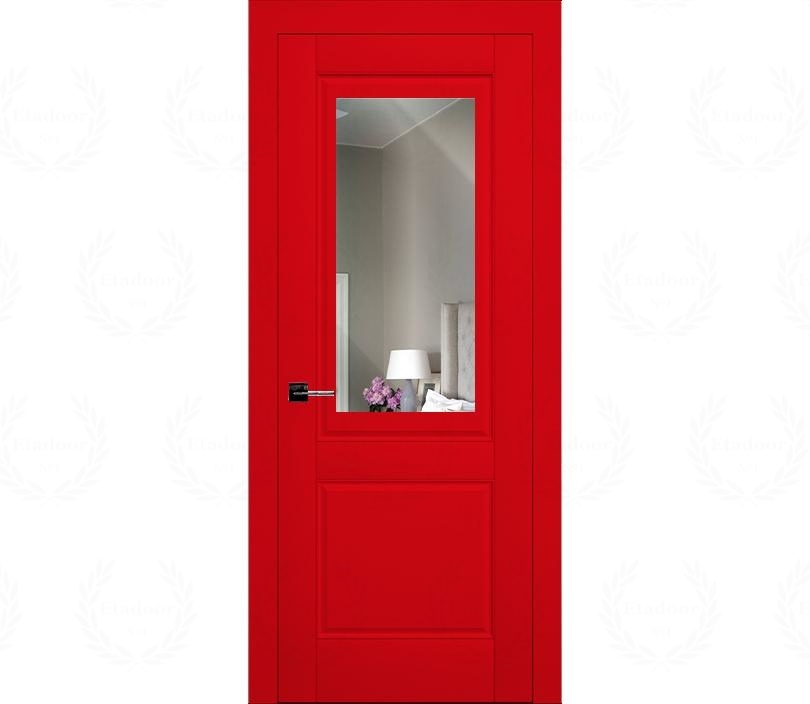Дверь межкомнатная с зеркалом Лондон ДГ2 красная