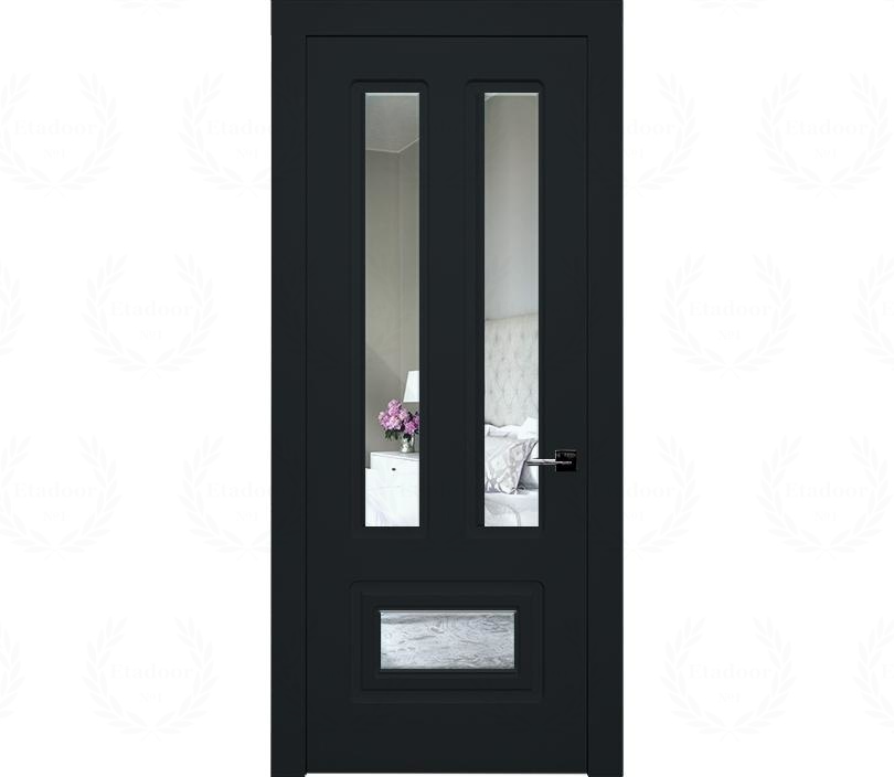 Дверь межкомнатная с зеркалом Милан ДГ10 черная