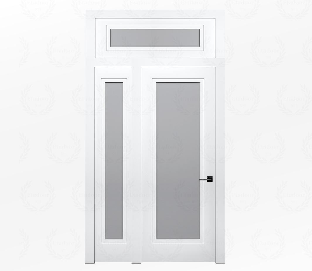 Дверь межкомнатная белая со стеклом Гранада ДО1 с фрамугой