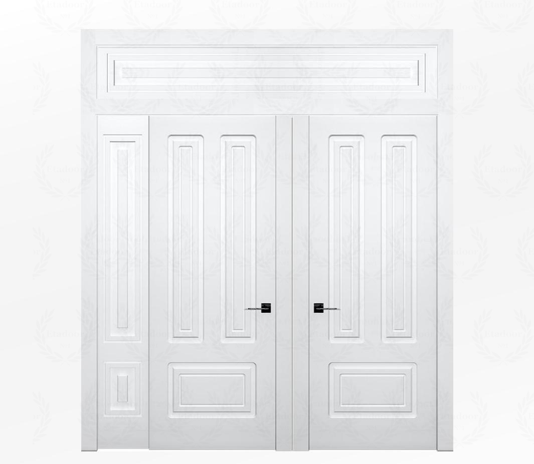 Дверь межкомнатная глухая белая Милан ДГ10 с боковой фрамугой