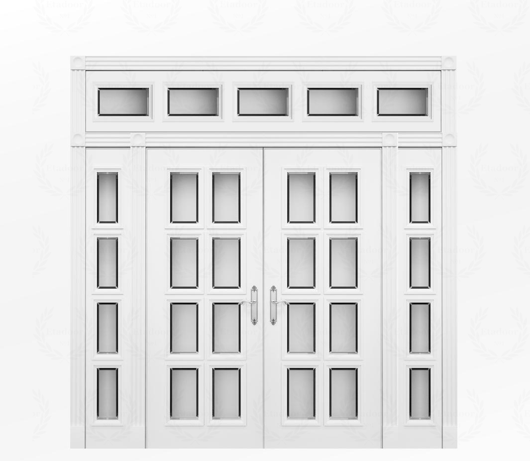 Дверь межкомнатная белая со стеклом Монца ДО1 с фрамугой вокруг двери