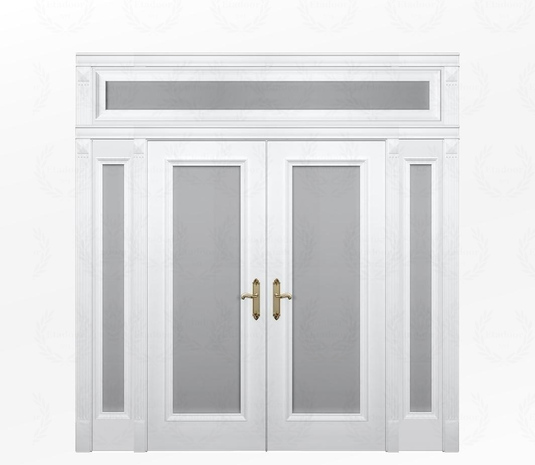 Дверь межкомнатная белая со стеклом Палермо ДО1 с фрамугой вокруг двери