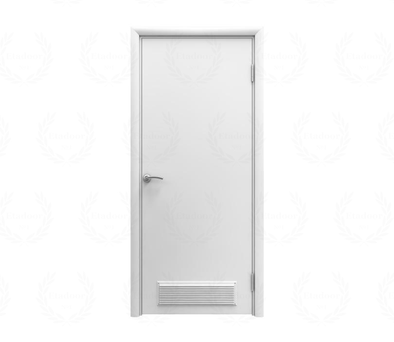 Влагостойкая дверь ПВХ EtaDoor гладкая белая одностворчатая с ПВХ кромкой