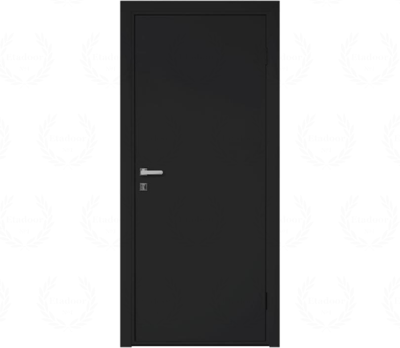 Влагостойкая дверь ПВХ EtaDoor глухая черная одностворчатая с алюминиевой кромкой