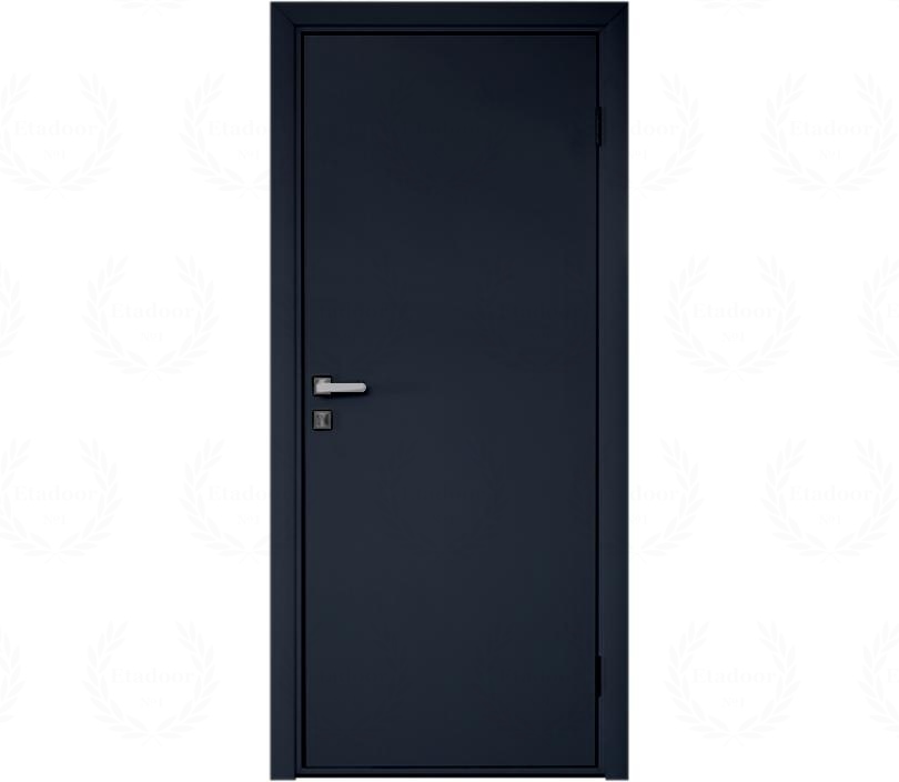 Влагостойкая дверь ПВХ EtaDoor глухая цвет антрацит одностворчатая с алюминиевой кромкой