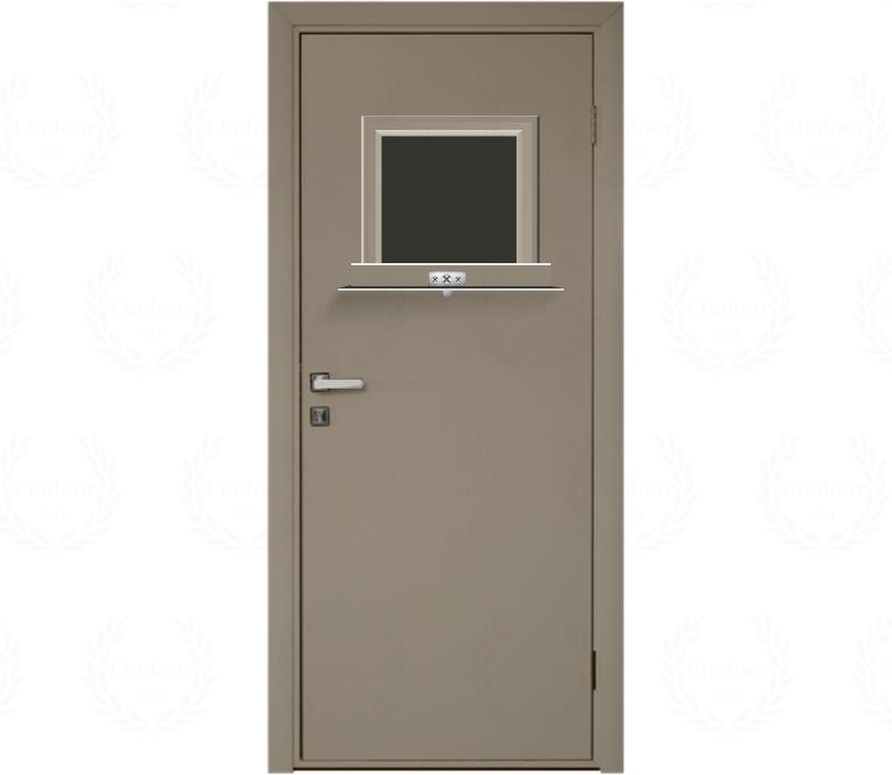 Влагостойкая дверь ПВХ EtaDoor с передаточным окном цвет мокко одностворчатая с ПВХ кромкой