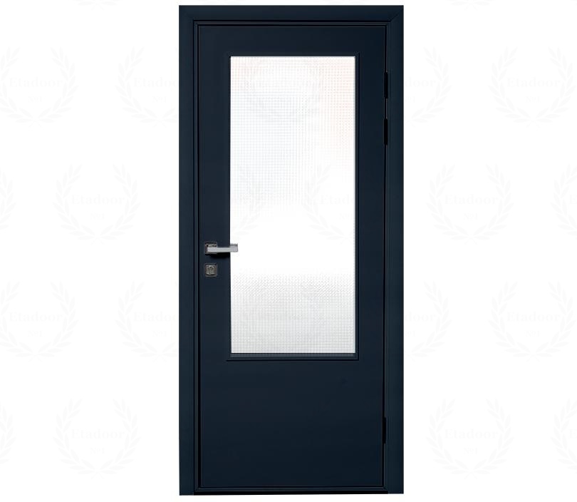 Влагостойкая дверь ПВХ EtaDoor с окном цвет антрацит одностворчатая с ПВХ кромкой