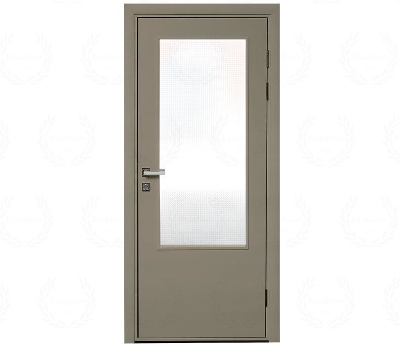 Влагостойкая дверь ПВХ EtaDoor с окном цвет мокко одностворчатая с ПВХ кромкой