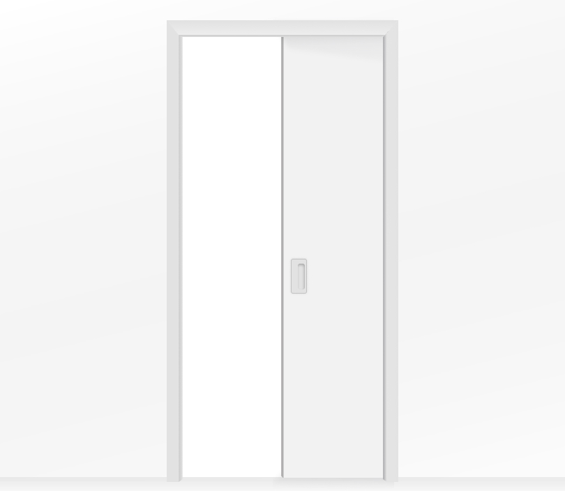 Дверь пенал раздвижная встроенная в стену одностворчатая белая глухая