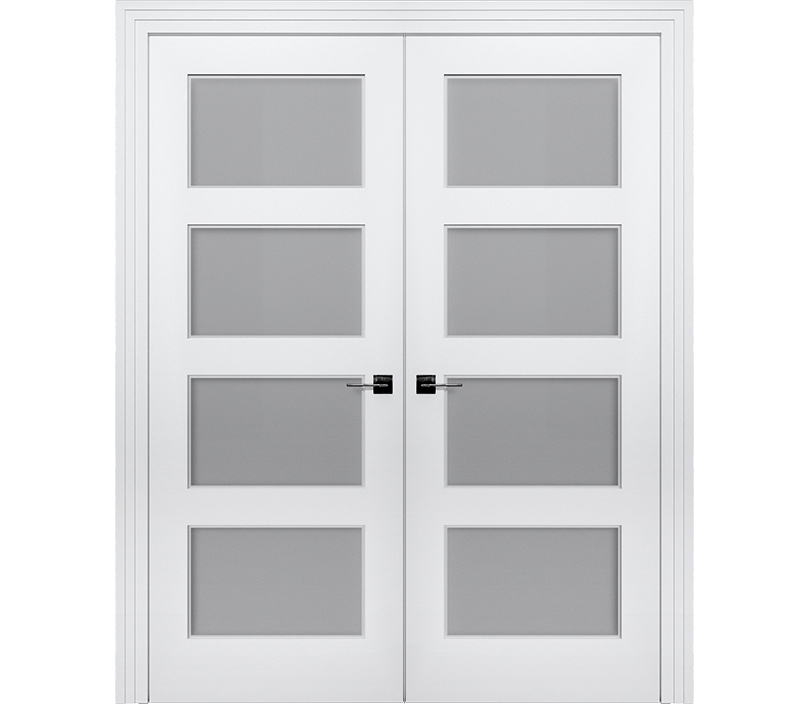 Двухстворчатая дверь Римини ДО4 со стеклом белая