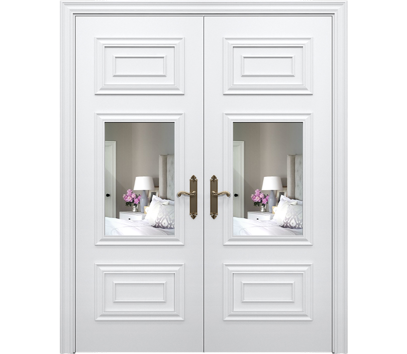 Двухстворчатая дверь Каталина ДО5 с зеркалом белая
