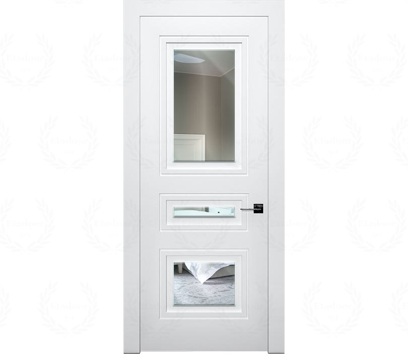 Дверь межкомнатная с зеркалом Гранада ДГ3 в эмали белая