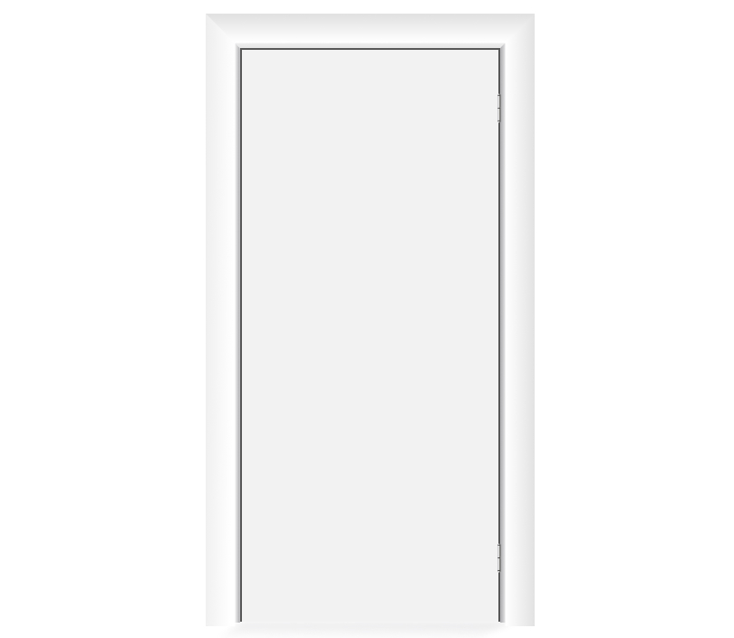 Влагостойкая дверь ПВХ EtaDoor глухая белая маятниковая одностворчатая с алюминиевой кромкой