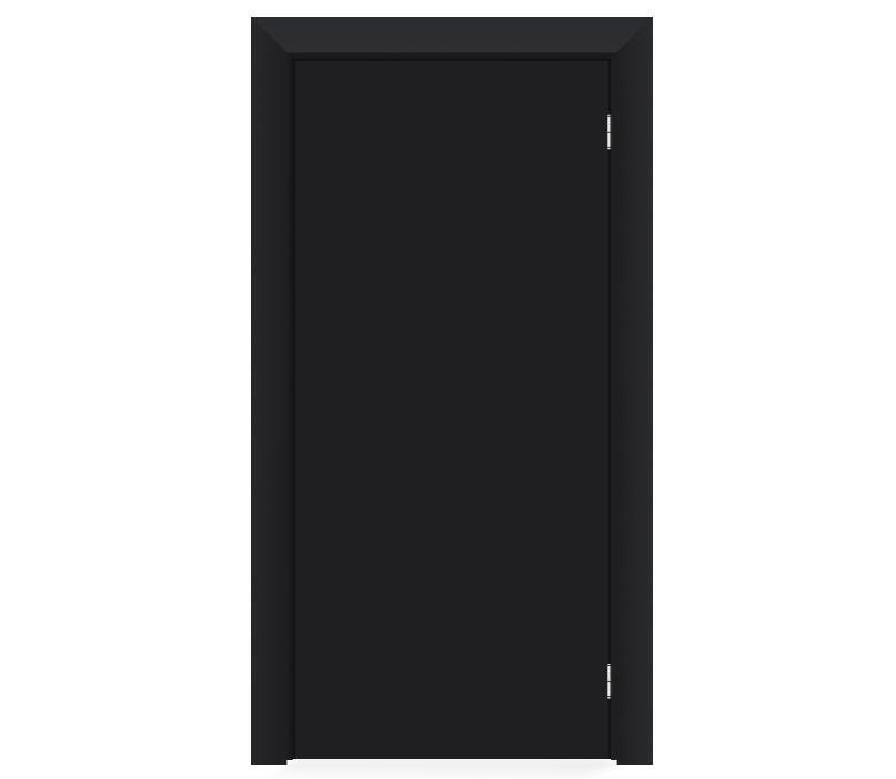 Влагостойкая дверь ПВХ EtaDoor глухая черная маятниковая одностворчатая с алюминиевой кромкой
