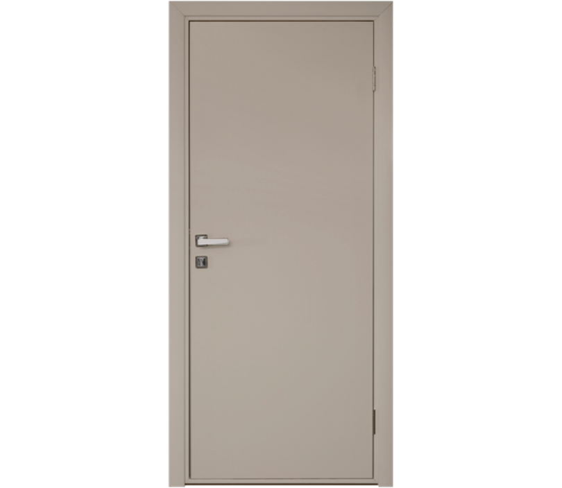 Влагостойкая дверь ПВХ EtaDoor глухая бежевая одностворчатая с алюминиевой кромкой