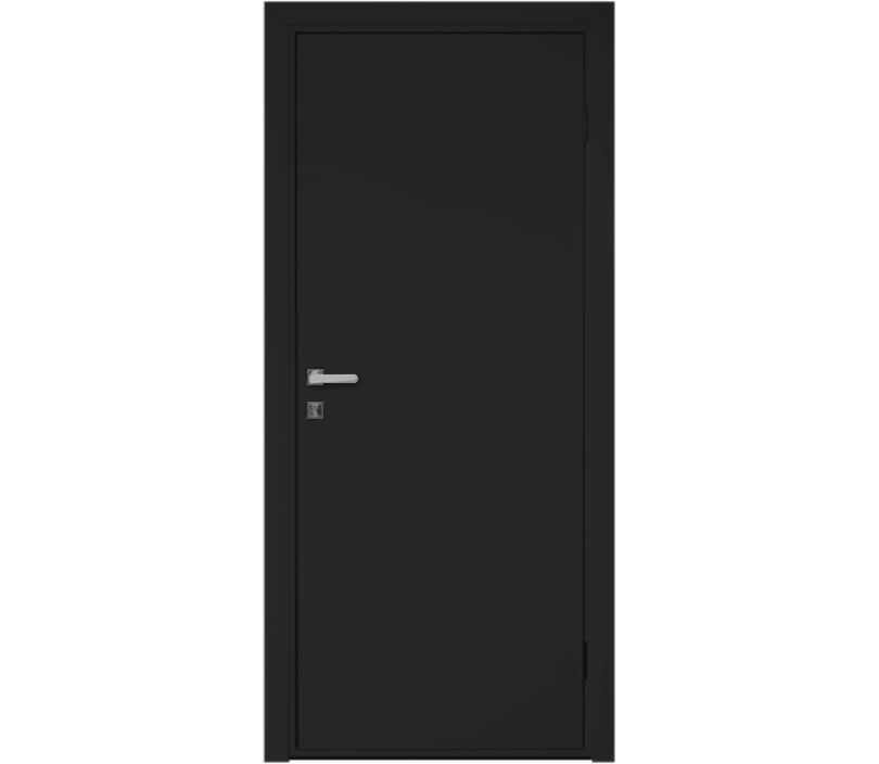 Влагостойкая дверь ПВХ EtaDoor глухая черная одностворчатая с ПВХ кромкой